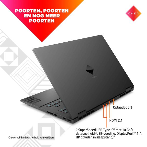 HP OMEN 16-n0280nd AMD Ryzen™ 7 6800H Laptop 40,9 cm (16.1") Quad HD 32 GB DDR5-SDRAM 1 TB SSD NVIDIA GeForce RTX 3070 Ti Wi-Fi 6 (802.11ax) Windows 11 Home Zwart (6G0W9EA#ABH)