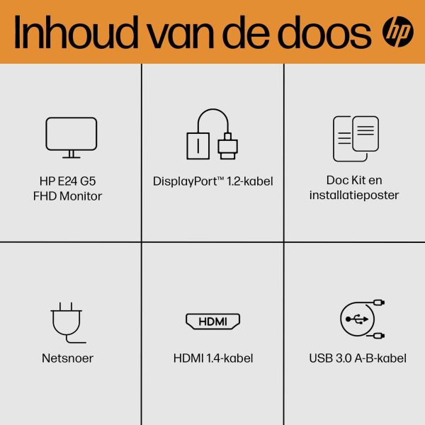 HP E24 G5 FHD-monitor zonder pvc (6N6E9A5)