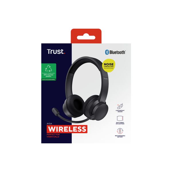 Trust Ayda Draadloze Headset - Bluetooth headset – USB-C aansluiting – Zwart (25463) Trust Ayda Draadloze Headset - Bluetooth headset – USB-C aansluiting – Zwart (25463)