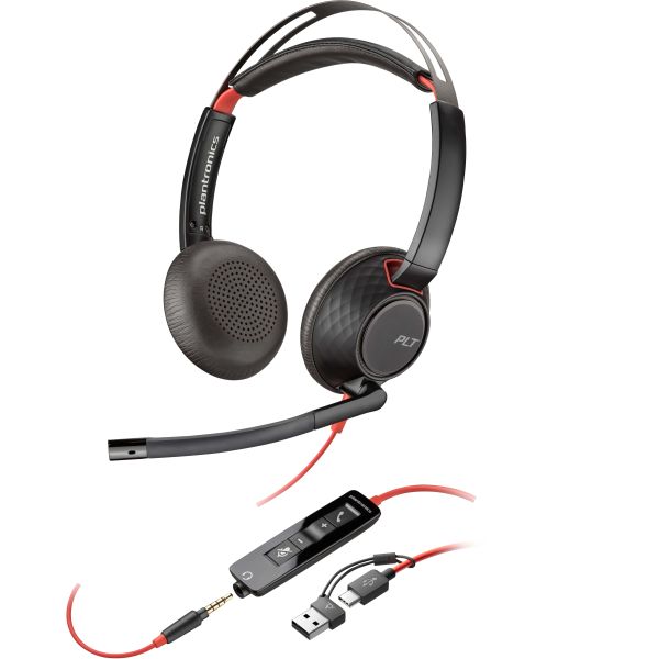 POLY Blackwire 5220 Stereo USB-C Headset + 3,5 mm plug + USB-C/A adapter (93S88AA)