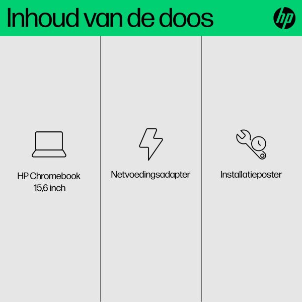 HP Chromebook 15a-nb0100nd Intel® N N100 39,6 cm (15.6") Full HD 4 GB LPDDR5-SDRAM 128 GB UFS Wi-Fi 6 (802.11ax) ChromeOS Zilver (B0WV1EA#ABH)