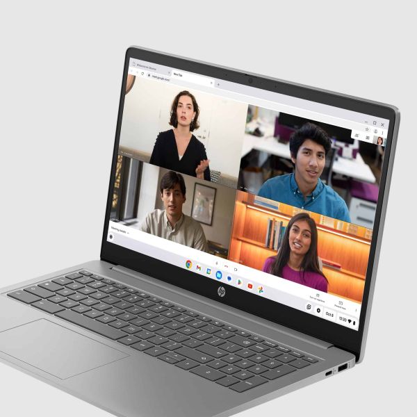 HP Chromebook 15a-nb0100nd Intel® N N100 39,6 cm (15.6") Full HD 4 GB LPDDR5-SDRAM 128 GB UFS Wi-Fi 6 (802.11ax) ChromeOS Zilver (B0WV1EA#ABH)