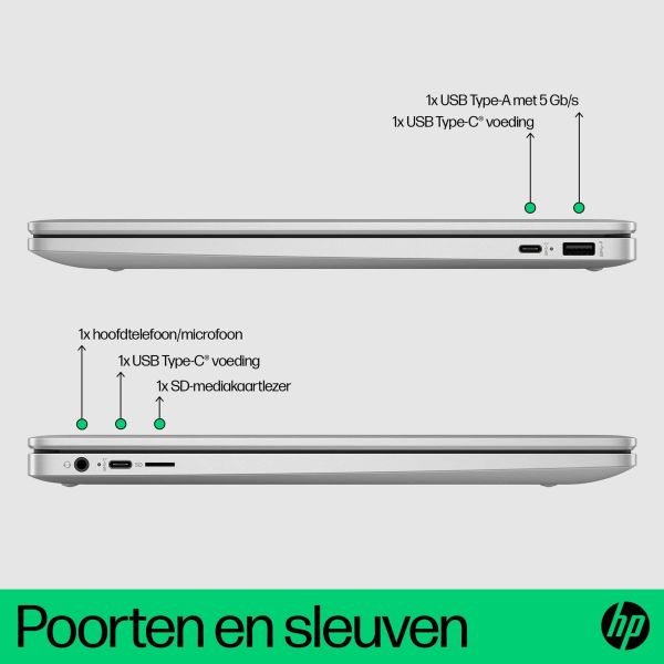 HP Chromebook 15a-nb0100nd Intel® N N100 39,6 cm (15.6") Full HD 4 GB LPDDR5-SDRAM 128 GB UFS Wi-Fi 6 (802.11ax) ChromeOS Zilver (B0WV1EA#ABH)