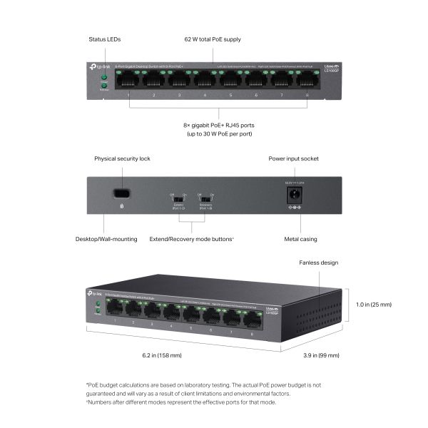TP-Link LS108GP 8-poorts Gigabit PoE Switch (LS108GP)
