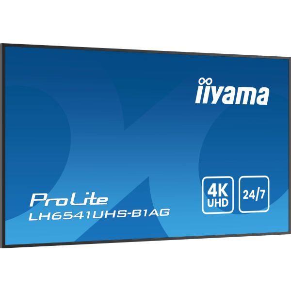 iiyama LH6541UHS-B1AG beeldkrant 163,8 cm (64.5") LCD 500 cd/m² 4K Ultra HD Zwart 24/7 (LH6541UHS-B1AG)