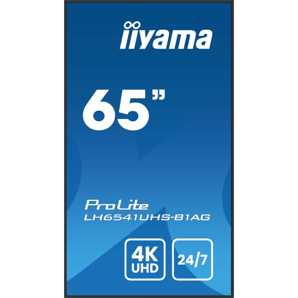 iiyama LH6541UHS-B1AG beeldkrant 163,8 cm (64.5") LCD 500 cd/m² 4K Ultra HD Zwart 24/7 (LH6541UHS-B1AG)