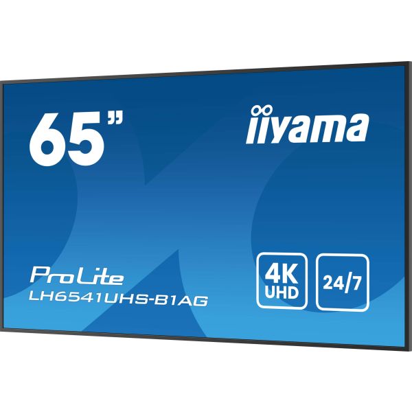 iiyama LH6541UHS-B1AG beeldkrant 163,8 cm (64.5") LCD 500 cd/m² 4K Ultra HD Zwart 24/7 (LH6541UHS-B1AG)