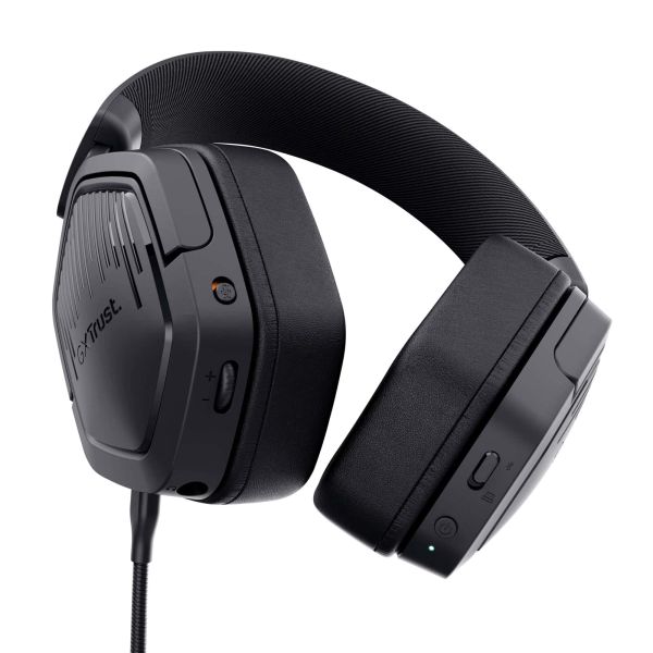 Trust GXT 493 Carus Gaming Headset - Draadloze gamingheadset – Bluetooth en USB verbinding – Afneembare microfoon – Zwart (25491)