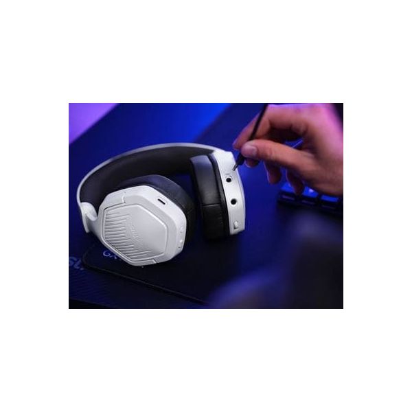 Trust GXT 493W Carus Gaming Headset - Draadloze gamingheadset – Bluetooth en 2.4 GHz verbinding – Afneembare microfoon – Wit (25534)