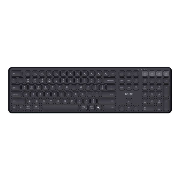 Trust Vaiya Draadloos Toetsenbord - Multi-device toetsenbord – QWERTY US-indeling – USB en Bluetooth – Zwart (25511)