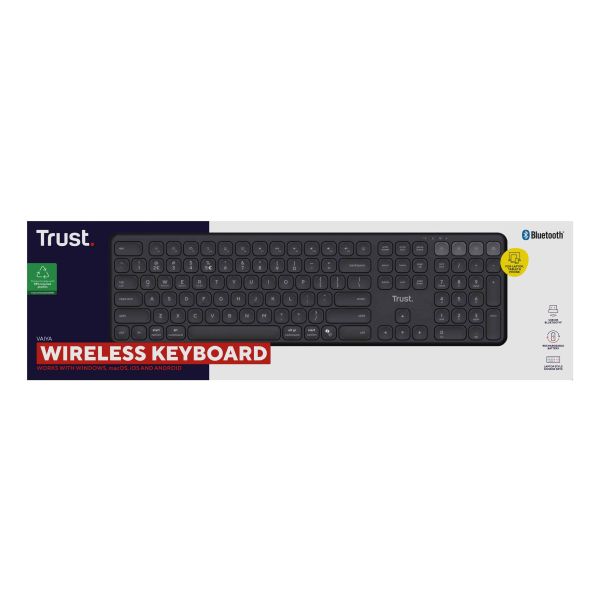 Trust Vaiya Draadloos Toetsenbord - Multi-device toetsenbord – QWERTY US-indeling – USB en Bluetooth – Zwart (25511)