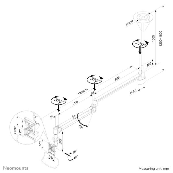 Neomounts medische plafondsteun (FPMA-HAC100)