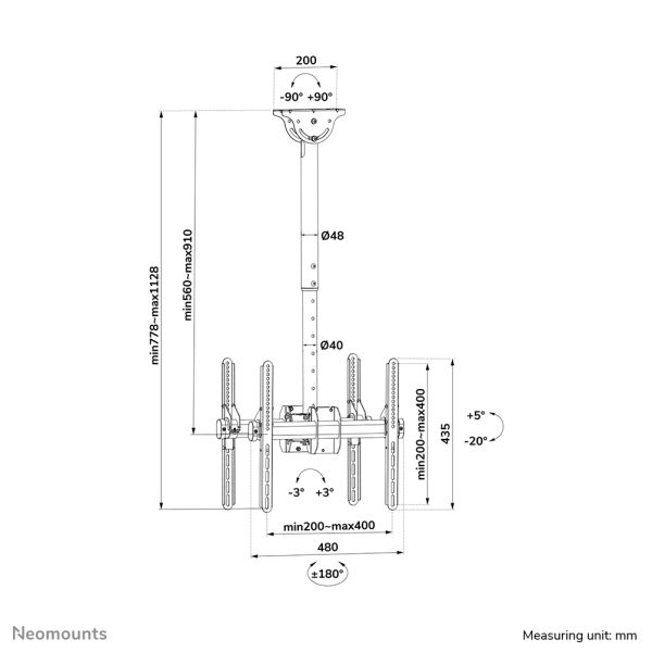 Neomounts monitor plafondsteun (NM-C440DBLACK)