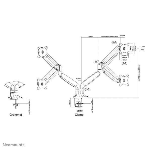 Neomounts monitorarm (NM-D750DBLACK)