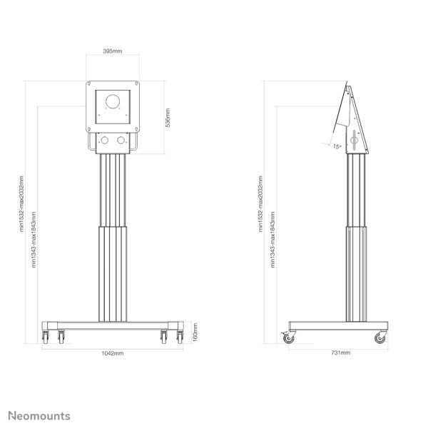 Neomounts gemotoriseerde vloersteun (NM-HUB2LIFTBLACK)