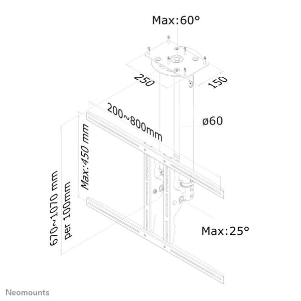 Neomounts monitor plafondsteun (PLASMA-C100BLACK)