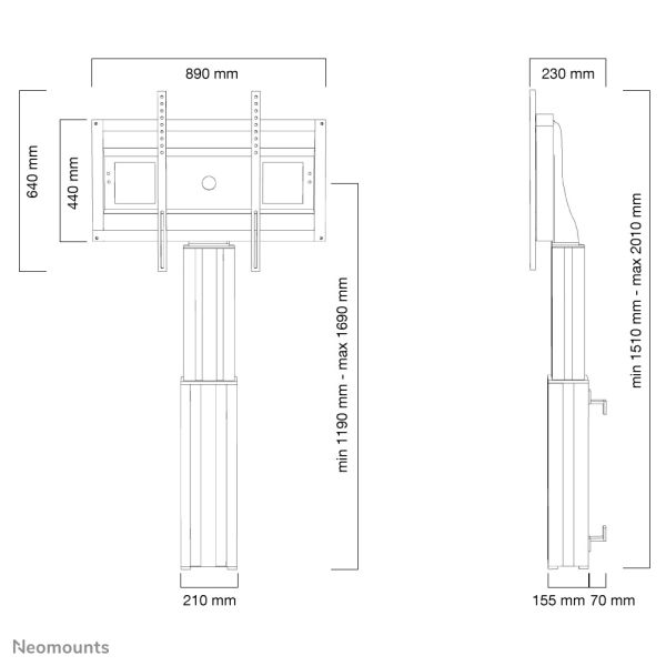 Neomounts gemotoriseerde wandsteun (PLASMA-W2500SILVER)