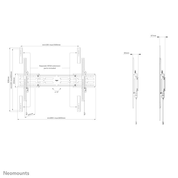 Neomounts heavy duty TV wandsteun (WL30S-950BL19)