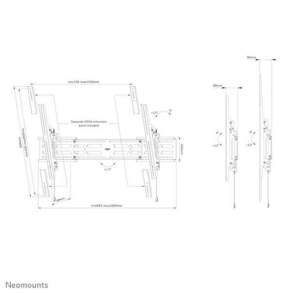 Neomounts heavy duty TV wandsteun (WL35S-950BL19)
