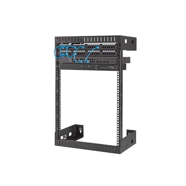 StarTech.com 2 Post 15U Heavy-Duty Wandmonteerbare Server Rack, 19" Open Frame Netwerk Rack, 30cm Diep, Data Rack voor IT/AV/Patchpaneel/Computer Apparatuur, Incl Kooimoeren en Schroeven (RK15WALLO)