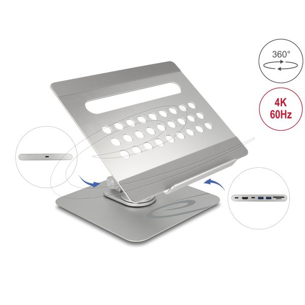 DELOCK Tablet/Notebook Ständer + eingebauter Dockingstation (18457)