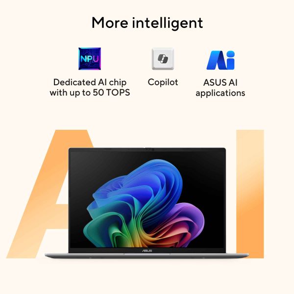 ASUS Vivobook 16 M1607KA-MB043W AMD Ryzen AI 7 340 Laptop 40,6 cm (16") WUXGA 16 GB DDR5-SDRAM 512 GB SSD Wi-Fi 6 (802.11ax) Windows 11 Home Belgisch Blauw, Zilver (90NB15F1-M006F0)
