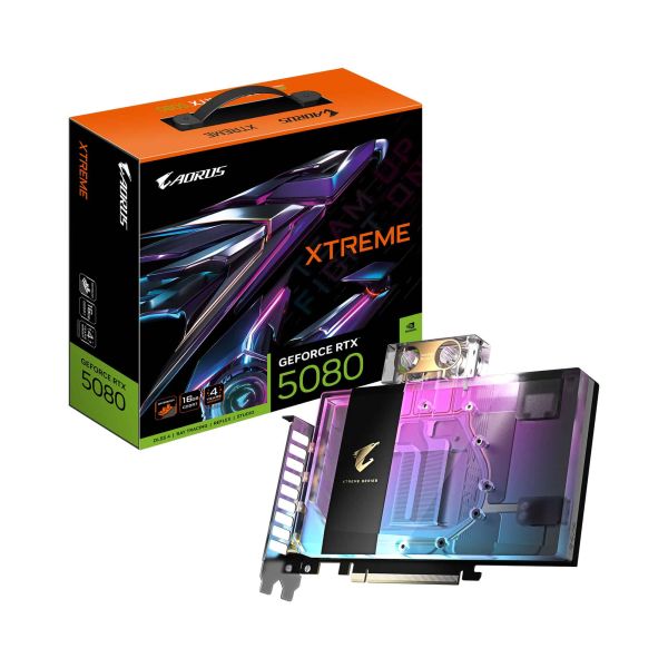 GIGABYTE AORUS GeForce RTX 5080 XTREME WATERFORCE WB 16G NVIDIA 16 GB GDDR7 (GV-N5080AORUSX WB-16GD) GIGABYTE AORUS GeForce RTX 5080 XTREME WATERFORCE WB 16G NVIDIA 16 GB GDDR7 (GV-N5080AORUSX WB-16GD)