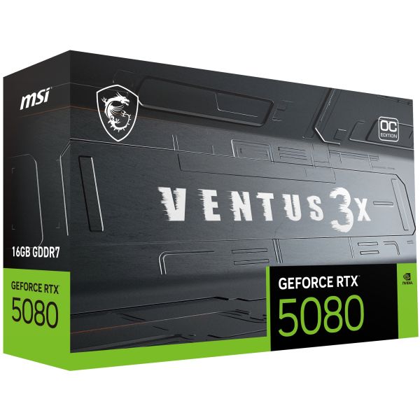 MSI VENTUS GEFORCE RTX 5080 16G 3X OC PLUS videokaart NVIDIA 16 GB GDDR7 (V531-001R)