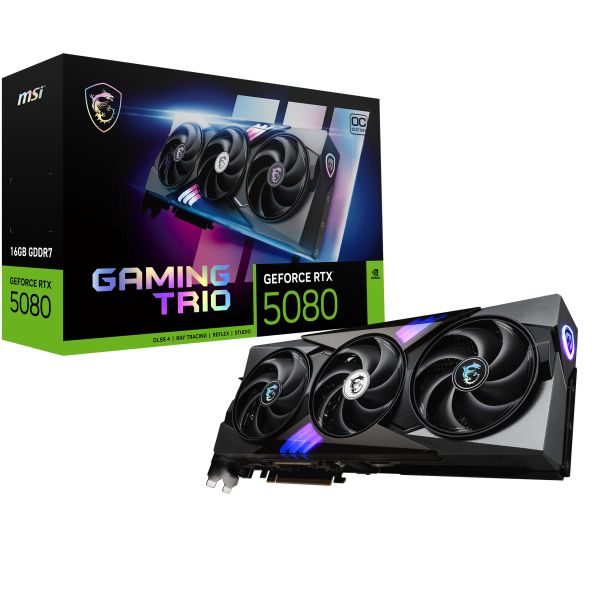 MSI GAMING GEFORCE RTX 5080 16G TRIO OC videokaart NVIDIA 16 GB GDDR7 (V531-005R) MSI GAMING GEFORCE RTX 5080 16G TRIO OC videokaart NVIDIA 16 GB GDDR7 (V531-005R)