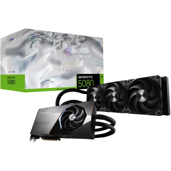 MSI SUPRIM GEFORCE RTX 5080 16G LIQUID SOC videokaart NVIDIA 16 GB GDDR7 (V531-007R) MSI SUPRIM GEFORCE RTX 5080 16G LIQUID SOC videokaart NVIDIA 16 GB GDDR7 (V531-007R)