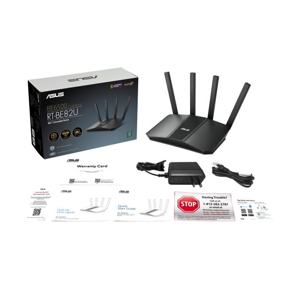 ASUS RT-BE82U BE6500 draadloze router 2.5 Gigabit Ethernet Dual-band (2.4 GHz / 5 GHz) Zwart (90IG0990-MO9B00)