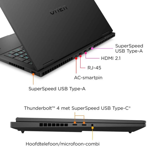 OMEN by HP 16-wf1088nd Intel® Core™ i9 i9-14900HX Laptop 40,9 cm (16.1") Quad HD 32 GB DDR5-SDRAM 2 TB SSD NVIDIA GeForce RTX 4070 Wi-Fi 7 (802.11be) Windows 11 Home Zwart (9U5U9EA#ABH)
