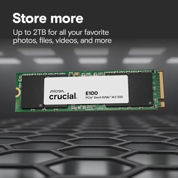Micron Crucial E100 - SSD - 480 GB - internal - M.2 2280 - PCIe 4.0 x4 (NVMe) (CT480E100SSD8)