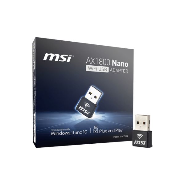 MSI AX1800 Nano WiFi USB Adapter interfacekaart/-adapter USB 2.0 (GUAX18N)