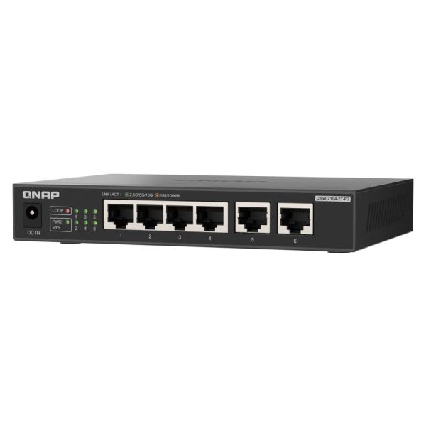 QNAP QSW-2104-2T-R2 netwerk-switch Unmanaged 10G Ethernet (100/1000/10000) Desktop Zwart (QSW-2104-2T-R2)