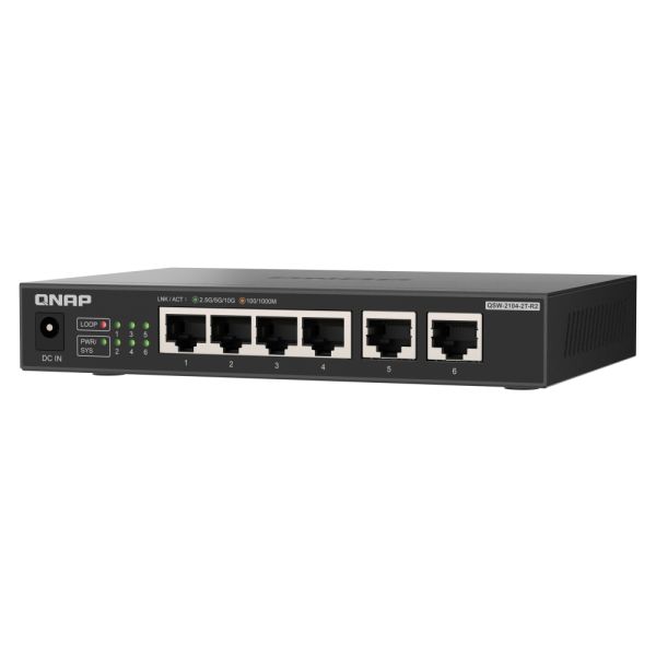 QNAP QSW-2104-2T-R2 netwerk-switch Unmanaged 10G Ethernet (100/1000/10000) Desktop Zwart (QSW-2104-2T-R2)