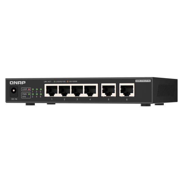 QNAP QSW-2104-2T-R2 netwerk-switch Unmanaged 10G Ethernet (100/1000/10000) Desktop Zwart (QSW-2104-2T-R2)