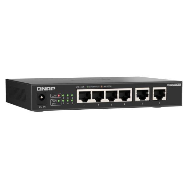 QNAP QSW-2104-2T-R2 netwerk-switch Unmanaged 10G Ethernet (100/1000/10000) Desktop Zwart (QSW-2104-2T-R2)