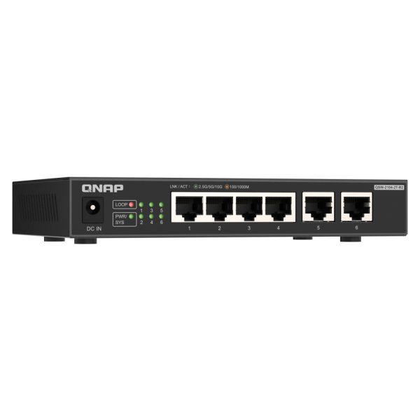 QNAP QSW-2104-2T-R2 netwerk-switch Unmanaged 10G Ethernet (100/1000/10000) Desktop Zwart (QSW-2104-2T-R2)