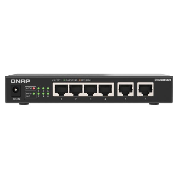 QNAP QSW-2104-2T-R2 netwerk-switch Unmanaged 10G Ethernet (100/1000/10000) Desktop Zwart (QSW-2104-2T-R2) QNAP QSW-2104-2T-R2 netwerk-switch Unmanaged 10G Ethernet (100/1000/10000) Desktop Zwart (QSW-2104-2T-R2)