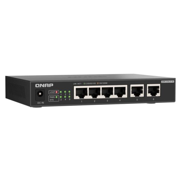 QNAP QSW-2104-2T-R2 netwerk-switch Unmanaged 10G Ethernet (100/1000/10000) Desktop Zwart (QSW-2104-2T-R2)