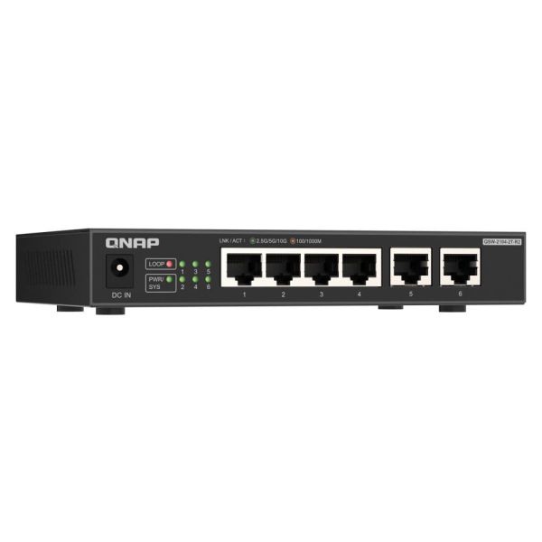 QNAP QSW-2104-2T-R2 netwerk-switch Unmanaged 10G Ethernet (100/1000/10000) Desktop Zwart (QSW-2104-2T-R2)