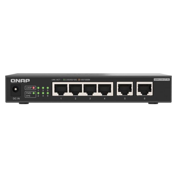 QNAP QSW-2104-2T-R2 netwerk-switch Unmanaged 10G Ethernet (100/1000/10000) Desktop Zwart (QSW-2104-2T-R2)
