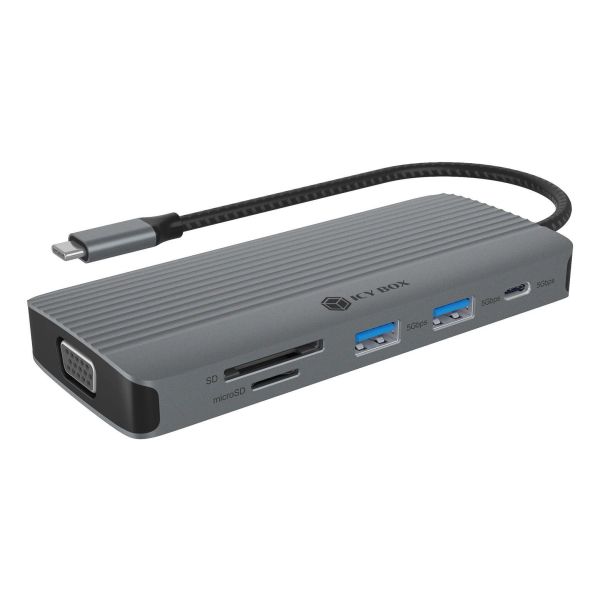 ICY BOX IB-DK4040a-CPD Bedraad USB 3.2 Gen 1 (3.1 Gen 1) Type-C Aluminium, Zilver (IB-DK4040A-CPD)