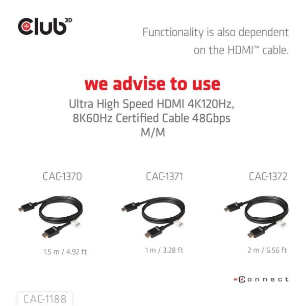 CLUB3D Mini DisplayPort™ 1.4 to HDMI™ 8K60Hz M/F Adapter (CAC-1188)