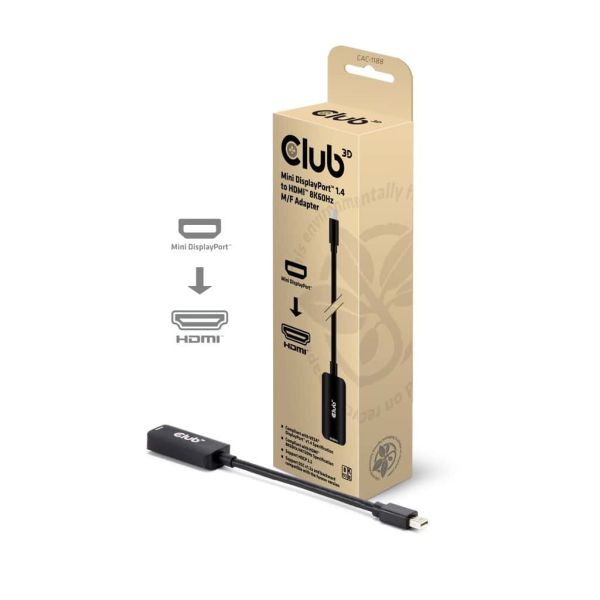 CLUB3D Mini DisplayPort™ 1.4 to HDMI™ 8K60Hz M/F Adapter (CAC-1188)