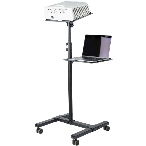 StarTech.com Beamertafel - Stevige Verrijdbare Laptop en Projectietafel (2x 10kg/schap) - Presentatiewagen/Computer Trolley/AV Projector Stand - In Hoogte Verstelbaar / Zwenkwielen met Rem (ADJPROJCART)