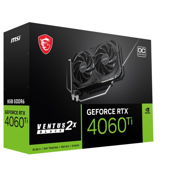 MSI VENTUS GeForce RTX 4060 Ti 2X BLACK 8G OC NVIDIA 8 GB GDDR6 (4060TIVENT2XBL8GOC)