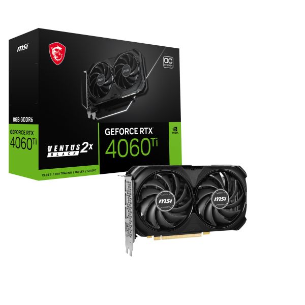 MSI VENTUS GeForce RTX 4060 Ti 2X BLACK 8G OC NVIDIA 8 GB GDDR6 (4060TIVENT2XBL8GOC)