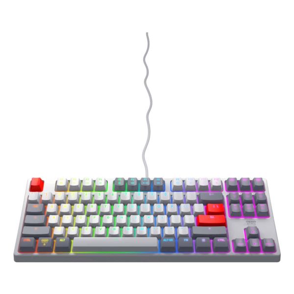 CHERRY K4V2 TKL toetsenbord Gamen USB QWERTY Amerikaans Engels Grijs, Licht Grijs, Rood (CX-K4V2-RGB-TKL-RETRO-R-US)